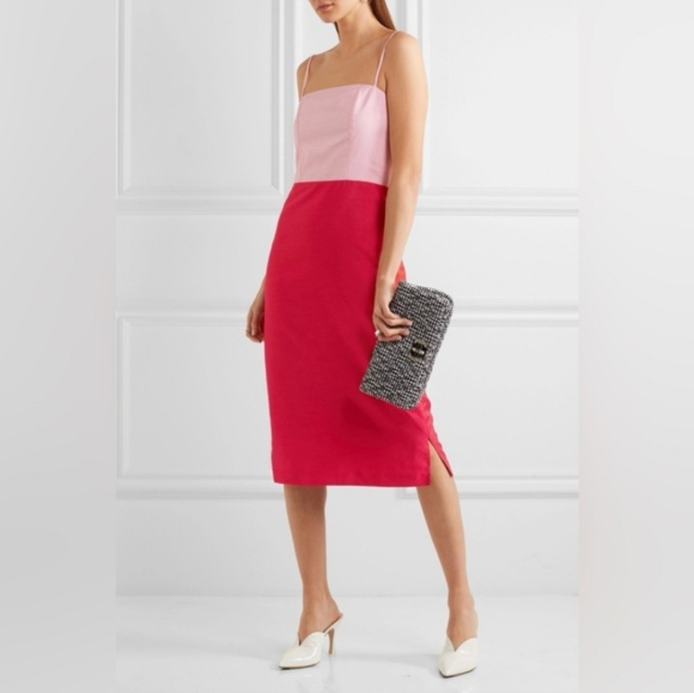 Staud Enzo two-tone shantung dress